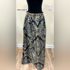 MULTICOLORED SKIRT, BLACK SKIRT, FANCY FORMAL SIZE 8